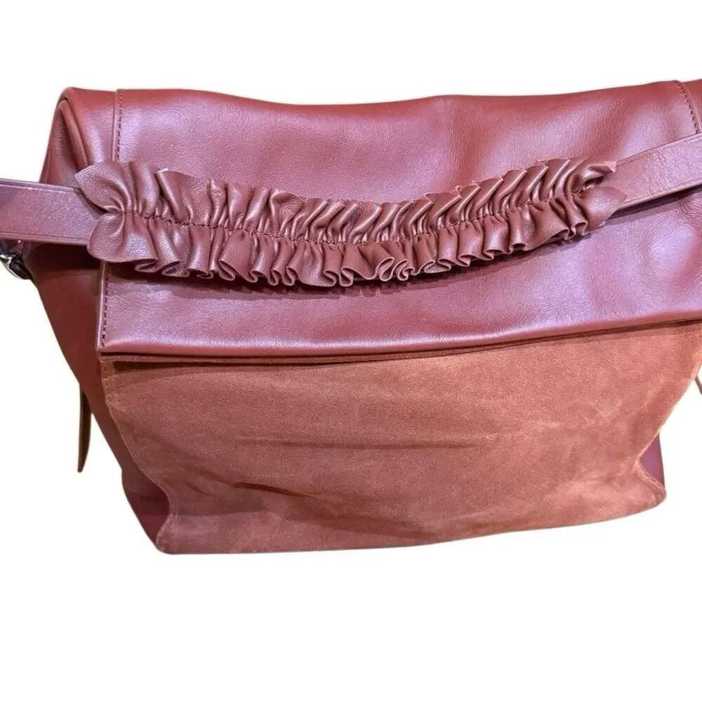 ALLSAINTS Maya Leather Shoulder Bal Calfskin In Rust Color